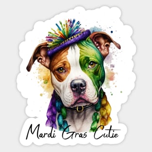 Mardi Gras Cutie Pit bull Sticker